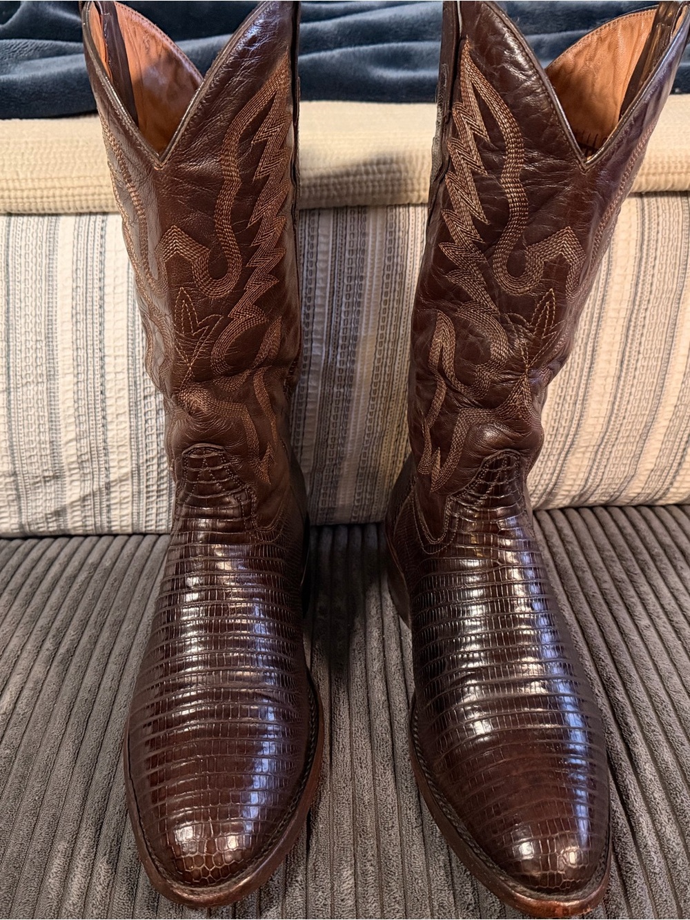 Ferrini Dark Brown Western Exotic-Texture Cowboy Boots